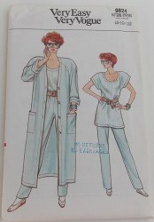 9824 EZ VOGUE LONG BACK BELT COAT, TOP, PANTS PATTERN 14